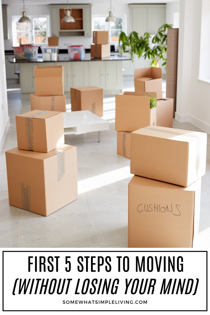 long image of boxes all over a living room