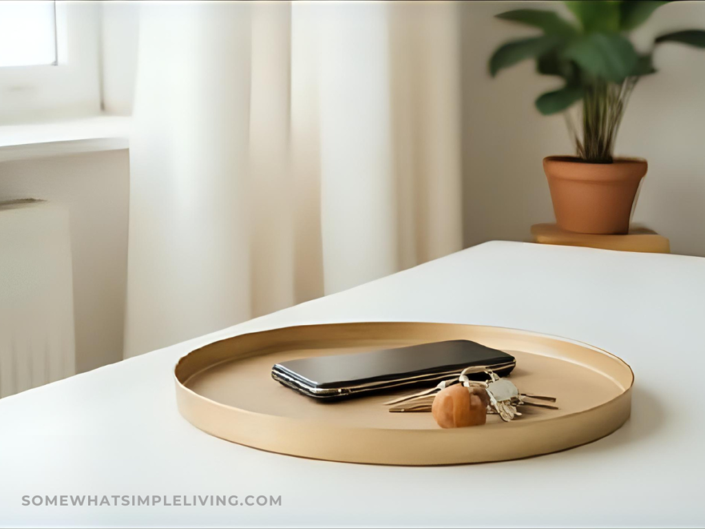 tray for keys, phone, and wallet