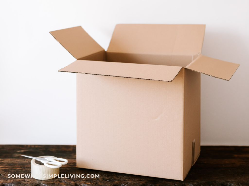 single moving box on the counter