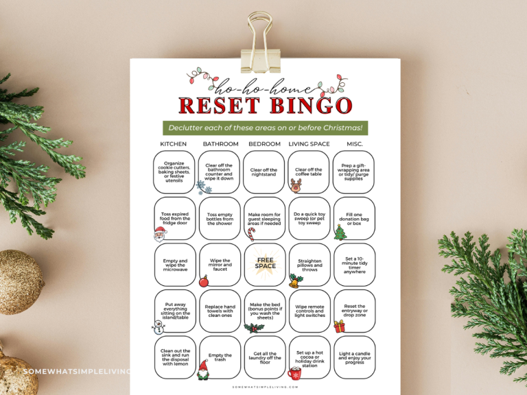 printed christmas reset bingo card