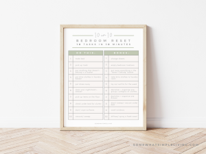 framed bedroom checklist on a wood floor