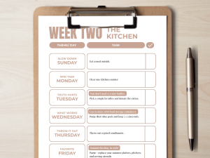 Clipboard with a Summer Home Reset Checklist