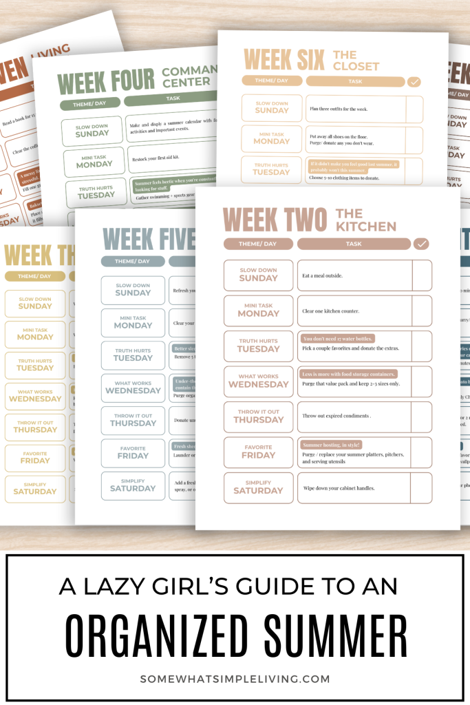 Long image of the 8 week summer home reset checklists