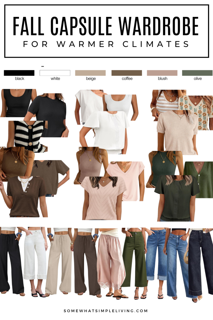 long image of a fall capsule wardrobe